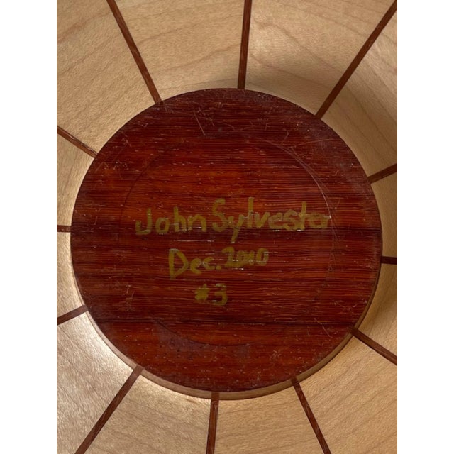 Artisan Multiple Wood Mosaic Bowl Signed For Sale - Image 6 of 9