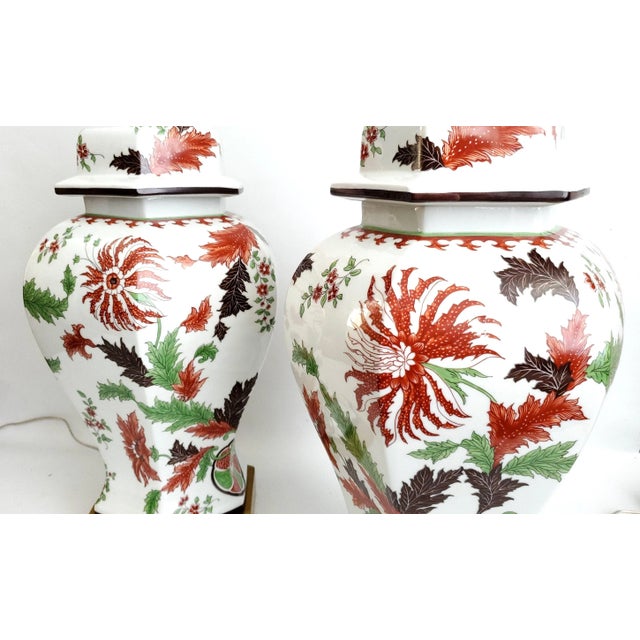 White Lamp Pair Large French Ginger Jars For Sale - Image 8 of 14
