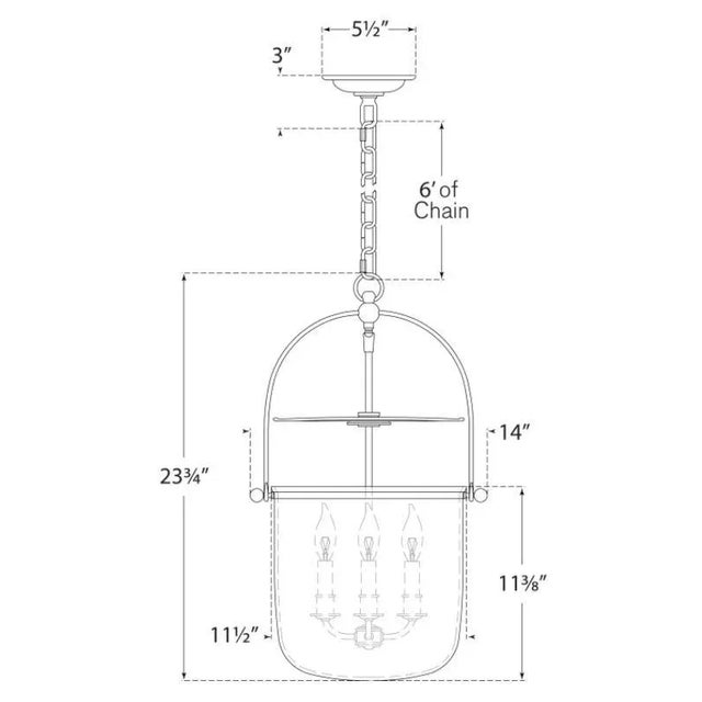 Transitional Chapman & Myers for Visual Comfort Signature Lorford Small Smoke Bell Lantern in Gilded Iron with Antiqued Mercury Glass For Sale - Image 3 of 3