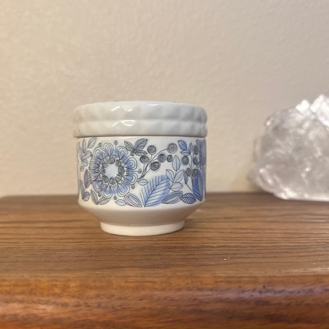 Ink Blue 1970s Spanish Mid-20th Century Modern Lidded Sugar Bowl by Pontesa — 'Toledo' Pattern For Sale - Image 8 of 8