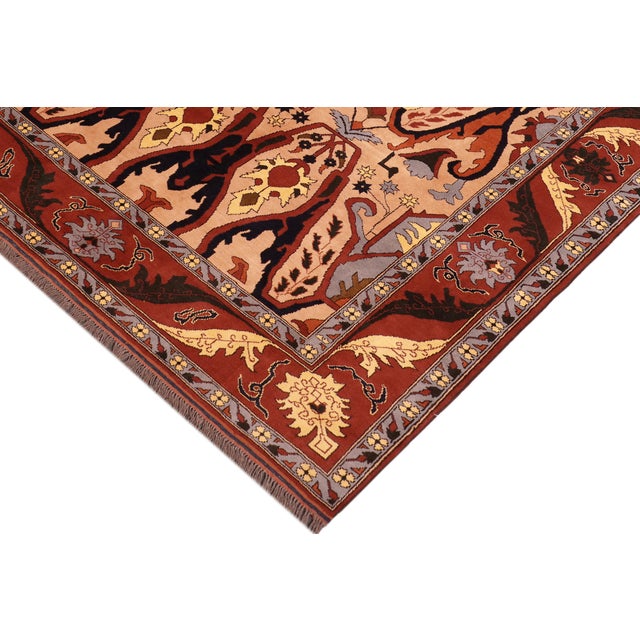 Bohemian Kargahi 1980's Tan/Red Wool Rug - 6'9'' X 9'3'' For Sale - Image 4 of 10