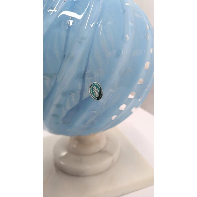Vintage Balboa 1950’s Venetian Glass Aqua Blue Lamp, Hand Made in Italy For Sale - Image 10 of 12