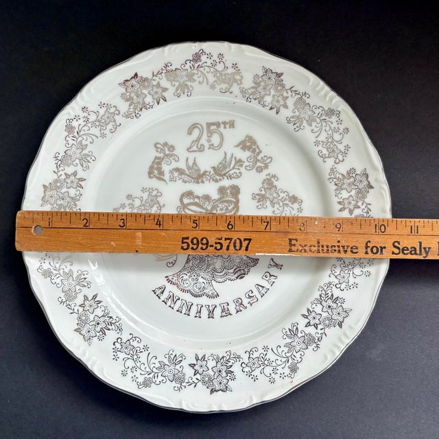1970s Vintage 25th Anniversary Plate by Norcrest – Silver Wedding Porcelain Plate For Sale - Image 5 of 5