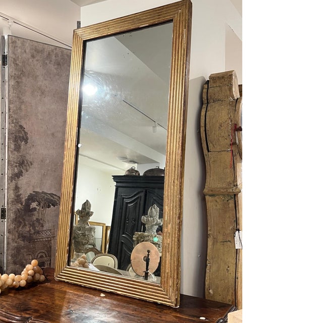French 19th Century French Louis XVI Giltwood Mirror For Sale - Image 3 of 5