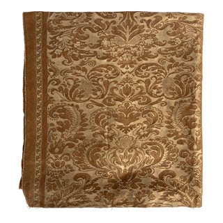 Authentic Mariano Fortuny “Sevigne” Warm French Brown and Gold Textile - 6 Yards For Sale