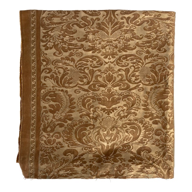 Authentic Mariano Fortuny “Sevigne” Warm French Brown and Gold Textile - 6 Yards For Sale