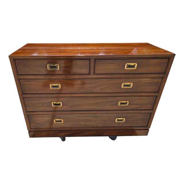 1980s Ethan Allen Canova Campaign Dresser Chest of Drawers Console Sideboard For Sale