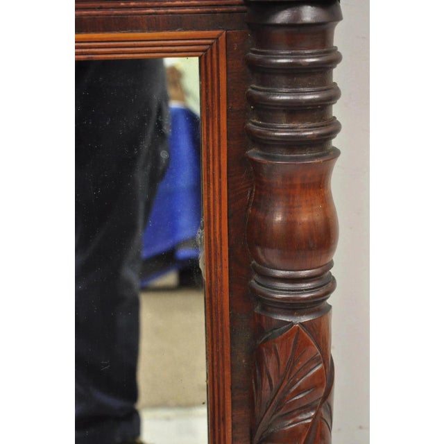 Antique American Empire Walnut Leaf Carved Wall Console Pier Mirror For Sale - Image 11 of 12