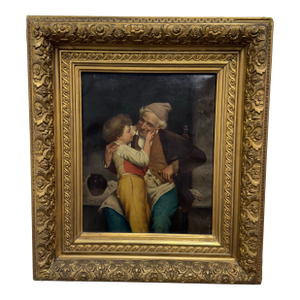 Antique Alessandro Sani Style Grandfather + Grandson Framed Painting