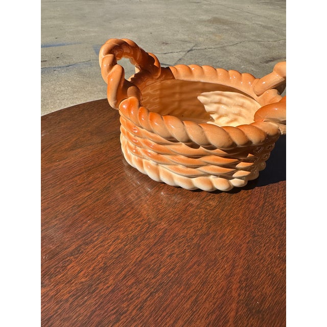 70s Ceramic Bread Roll Woven Bowl For Sale - Image 4 of 7