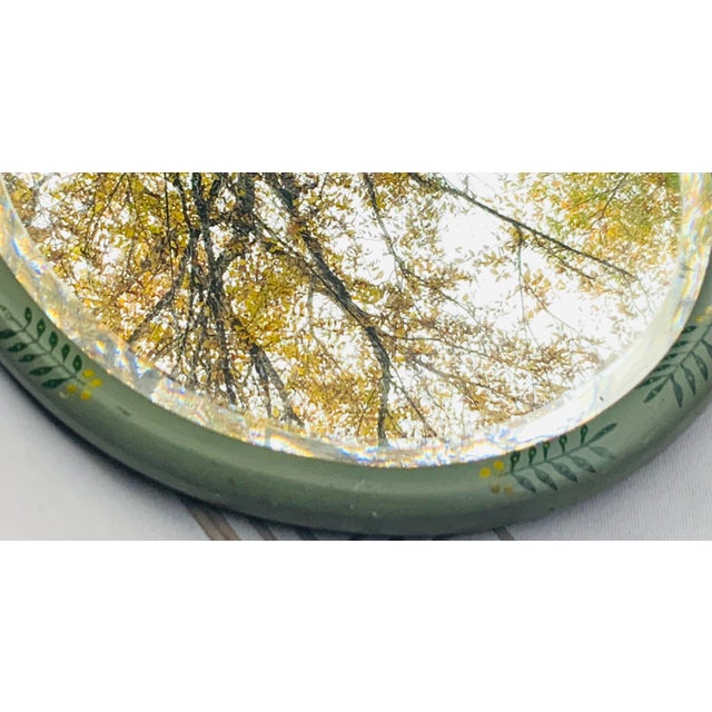 Vintage 1930s Beveled Oval Mirror Hand Painted Naive Folk Art Frame For Sale - Image 10 of 12