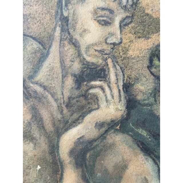 Vintage Gouache on Board Titled, "He," Dated 1969 For Sale - Image 11 of 17