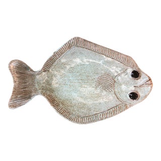 Early 21st Century Alaska Potters Studio Flounder Halibut Studio Ceramic Platter For Sale