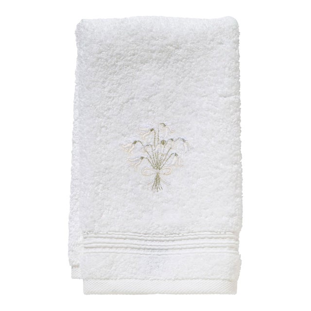 Snow Drops Terry Guest Towel, Embroidered For Sale