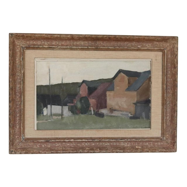 Björn Hallström, Neighbours, 1960s, Oil on Panel, Framed For Sale