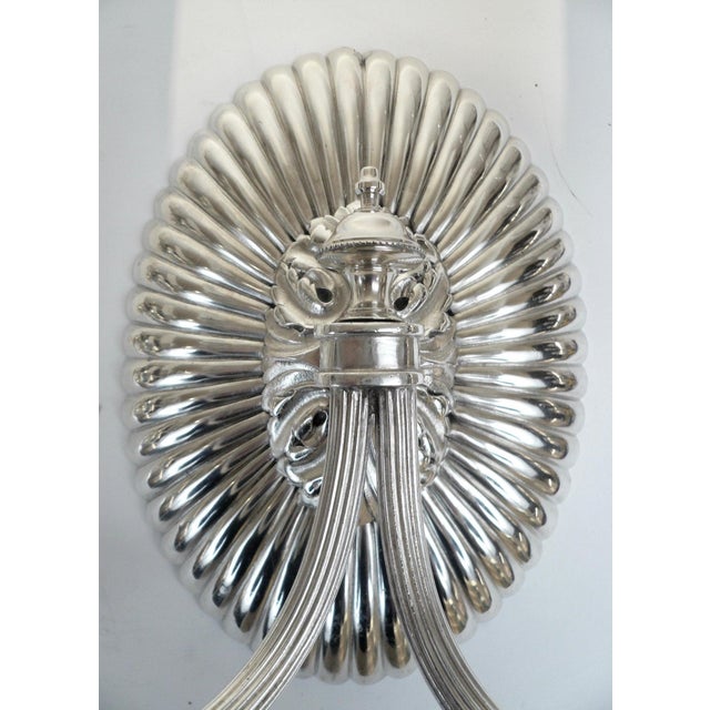 Edward F. Caldwell & Co. Pair Silvered Bronze Oval Oval Back Two Light Sconces by E. F. Caldwell For Sale - Image 4 of 12