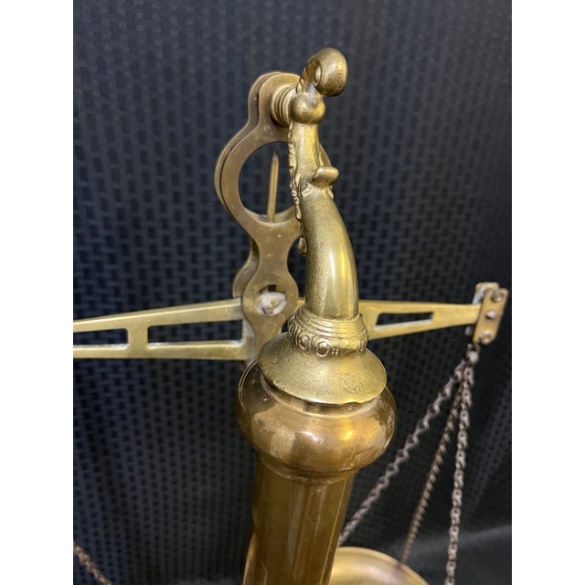 Brass 1940s Brass Wells Fargo San Francisco Banker Scales of Justice For Sale - Image 8 of 12