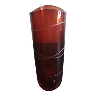 Mid-Century Modern Amber Glass Striped Decorative Vase For Sale