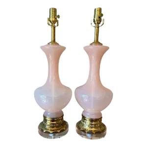 Vintage Pink Murano Table Lamps - a Pair