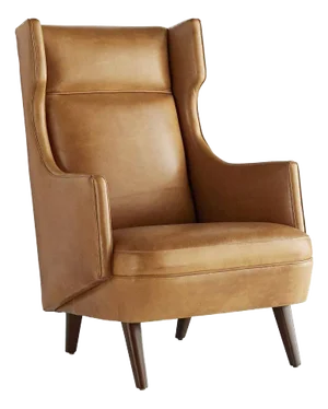 Arteriors Home Budelli Wing Chair Cognac Leather Dark Walnut