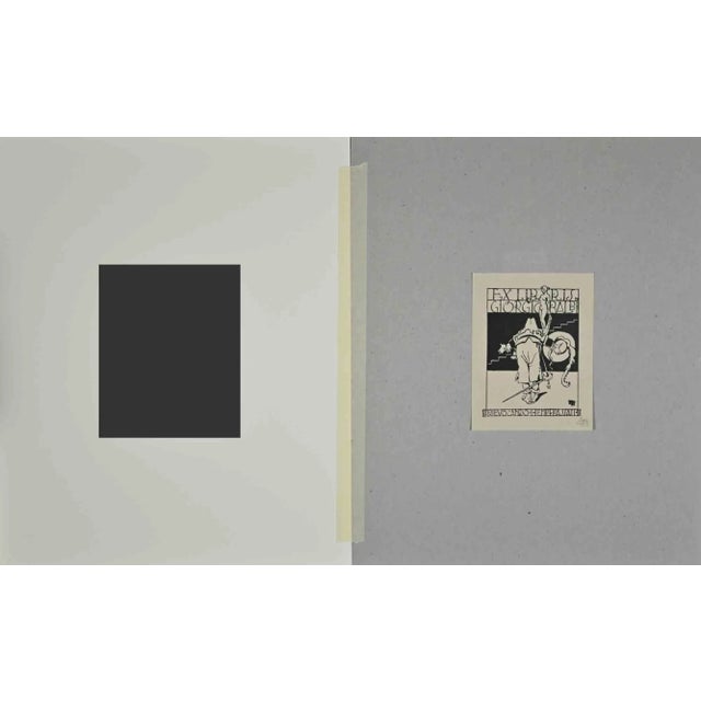 Ex Libris For Giorgio Balbi, realized by an artist of the mid-20th century. It includes passepartout, 30 x 24 cm. Woodcut,...