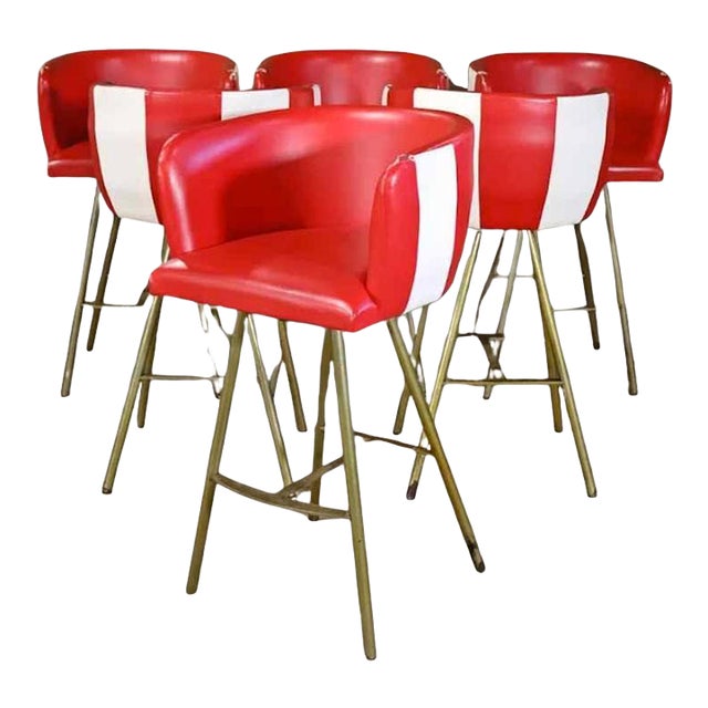 Mid 20th Century Six Tall Stools For Sale