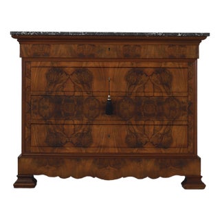 19th C Louis Philippe Burlwood Commode For Sale