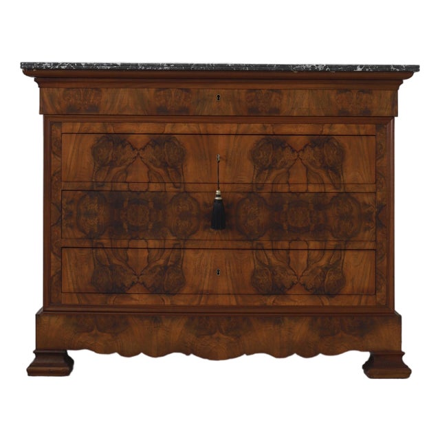 19th C Louis Philippe Burlwood Commode For Sale
