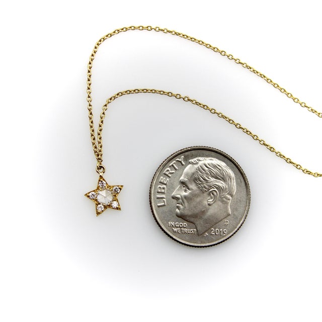 Contemporary 1990s Contemporary 18k Gold Rose Cut Diamond Star Pendant Necklace For Sale - Image 3 of 11
