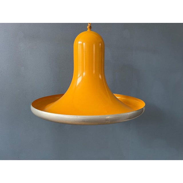 Metal Mid-Century Space Age Ufo Yellow Pendant Lamp For Sale - Image 7 of 11