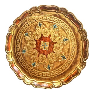1950s Hollywood Regency Italian Florentine Tray For Sale