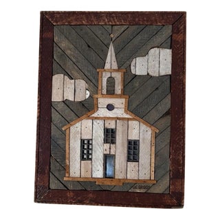 1970s Theodore DeGroot Lathe Art – Church & Steeple Scene For Sale