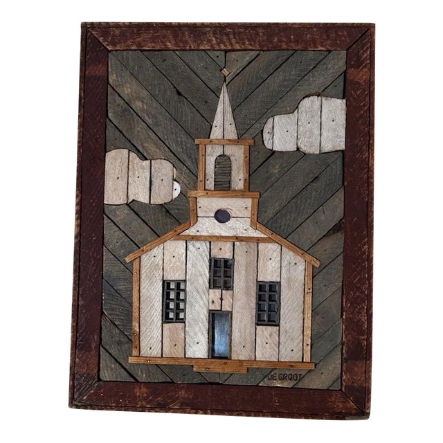 1970s Theodore DeGroot Lathe Art – Church & Steeple Scene For Sale