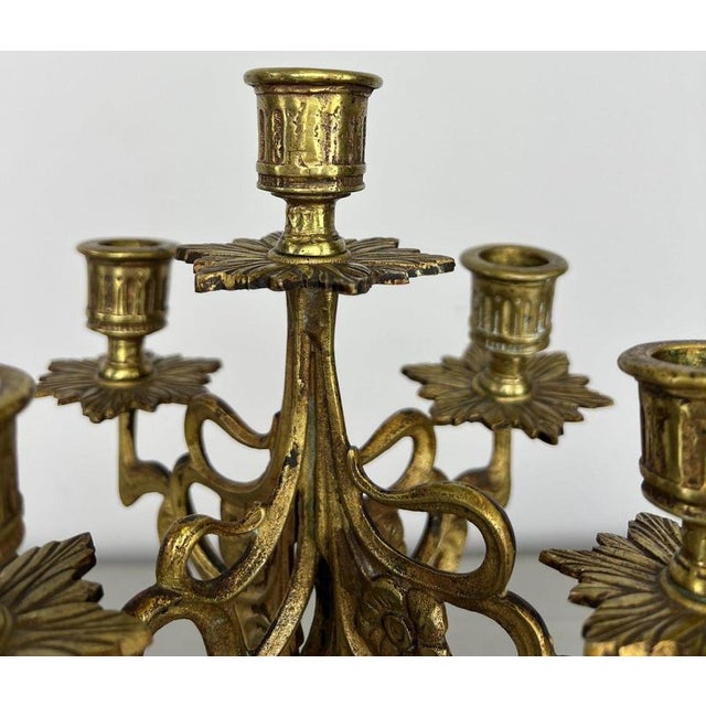 Vintage French Ornate 5-Arm Candelabras, Set of 2 For Sale - Image 12 of 14