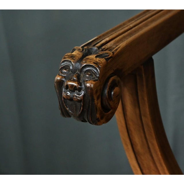 Medieval Style Walnut Dagobert Armchairs, Late 19th Century, Set of 2 For Sale - Image 9 of 18