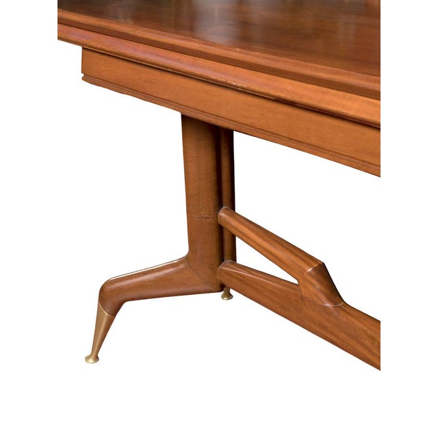 Console Table in Walnut with Brass Legs by Gio Ponti, 1950s For Sale - Image 12 of 17
