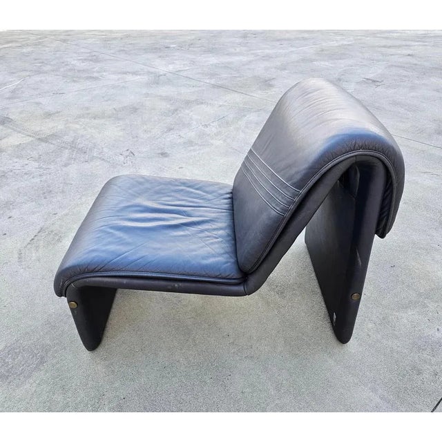 1970s Postmodern Leather Lounge Chair in style of Etienne Fermigier, Switzerland, 1978 For Sale - Image 5 of 12