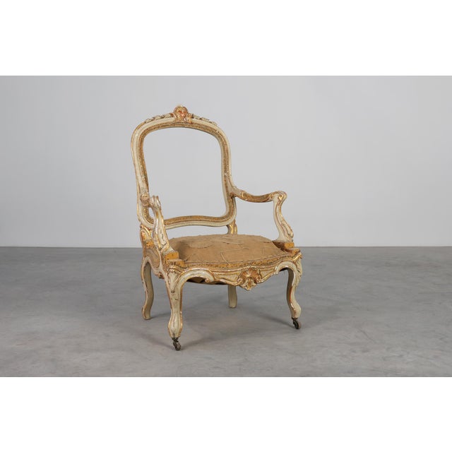 Antique French Louis XV Armchair in Carved Wood, 1800s For Sale - Image 12 of 12