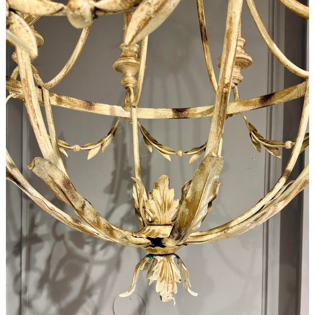 Neoclassical Myran Allan Luxury Lighting Italian Sand and Gold Leaf Finished Iron Chandelier For Sale - Image 3 of 7