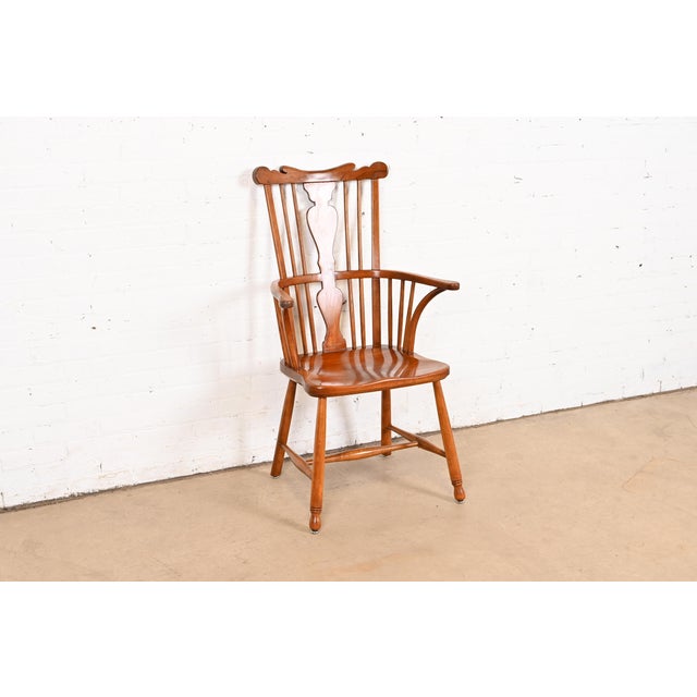 L. & J.G. Stickley, Inc. Stickley Solid Cherry Wood Spindle Back Windsor Armchair, 1960 For Sale - Image 4 of 10