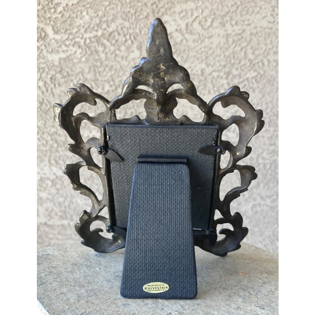 Circa 1980 Baroque-Style Bronze & Gilt Acanthus Leaf Cast Iron Easel Back Picture Frame For Sale - Image 4 of 12