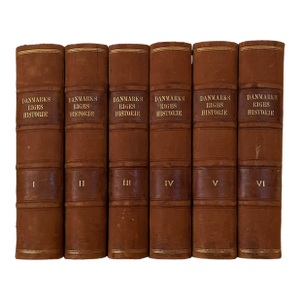 Fine Leather Bindings / Books - History of the Kingdom of Denmark - Danmarks Riges Historie - 6 Volumes