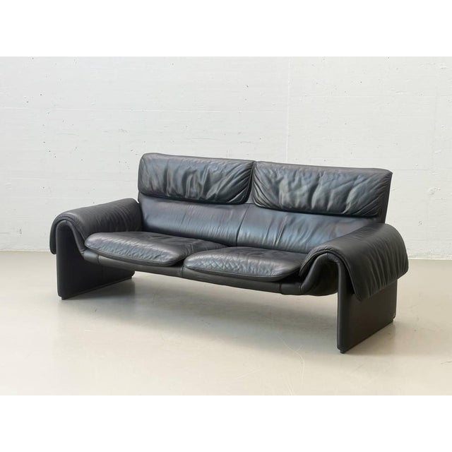 Mid-Century Modern Black Leather Model Ds-2011/02 Sofa by de Sede, 1980s For Sale - Image 3 of 17
