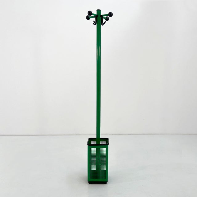 Postmodern Green Perforated Coat Rack and Umbrella Stand from Neolt, 1980s For Sale - Image 3 of 7