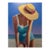 Sunlit Daydream - Summer Beach Scene, Woman With Beach Hat Oil on Canvas For Sale