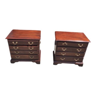 Mid 20th Century Georgian Solid Mahogany Nightstands - a Pair For Sale