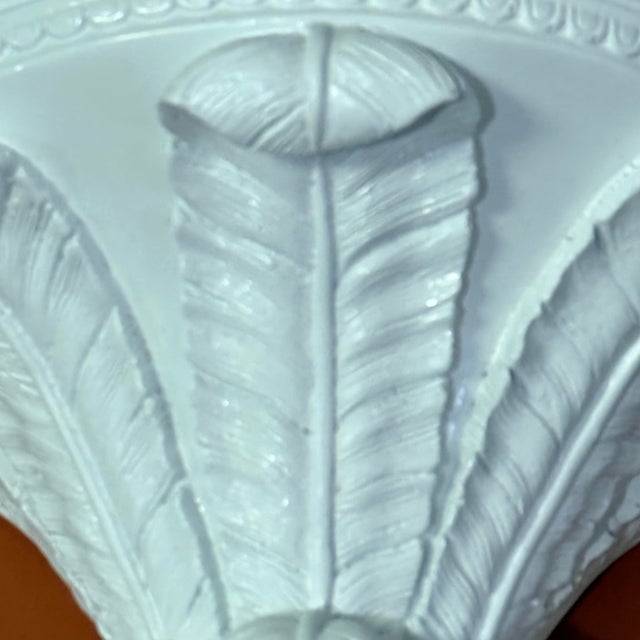 Plastic Vintage Palm Beach Regency Serge Roche Style High Gloss White Palm Brackets - Newly Painted For Sale - Image 7 of 12