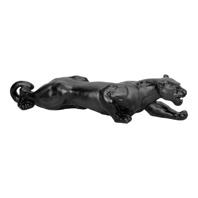 Mid-Century Modern 30" Black Panther Resin Garden Sculpture For Sale
