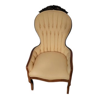 Vintage Victorian Rose Flower Carved Chair For Sale