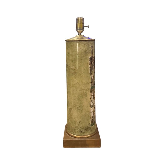 Vintage Mid Century Neoclassical Style Cylindrical Glass Column Lamp in the Manner of Piero Fornasetti For Sale In Dallas - Image 6 of 10